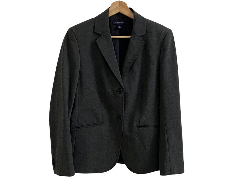 Lands End Gray Wool blend Blazer Jacket Coat Career Womens Size 6
